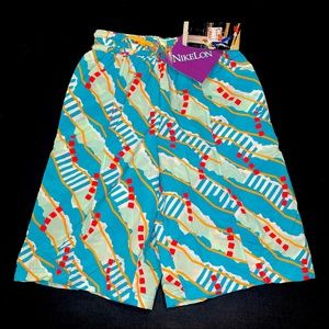 Vintage NWT Nike Nikelon Neon DNA Pattern Color Block Shorts Womens S Workout